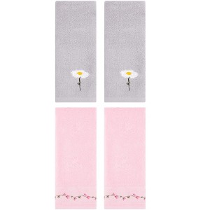 REGALWOVEN 4 Pcs Floral Soft Absorbent Decorative Hand Towel for Bathroom - 1 of 4