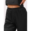 cheibear Women's Satin Lace Trim Cami with Long Pant 2 Pieces Pajama Set - 4 of 4