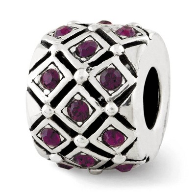 Black Bow Jewelry Sterling Silver with Purple Crystals February Lattice Bead Charm