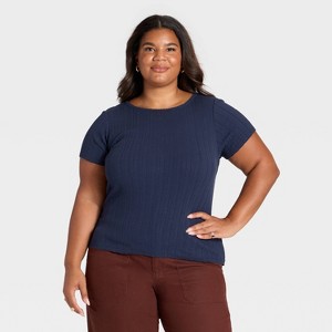 Women's Short Sleeve Pointelle T-Shirt - Universal Thread™ - 1 of 3