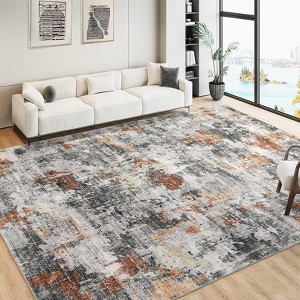 Washable Area Rug, Soft Colorful Modern Abstract Rug for Bedroom, Living Room, Dining Room & Office, Low Pile Non-Slip Boho Design (Multi) - 1 of 4