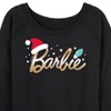 Women's - Barbie - Holidays & Christmas Lightweight French Terry Wide Neck Long Sleeve Shirt - 2 of 4