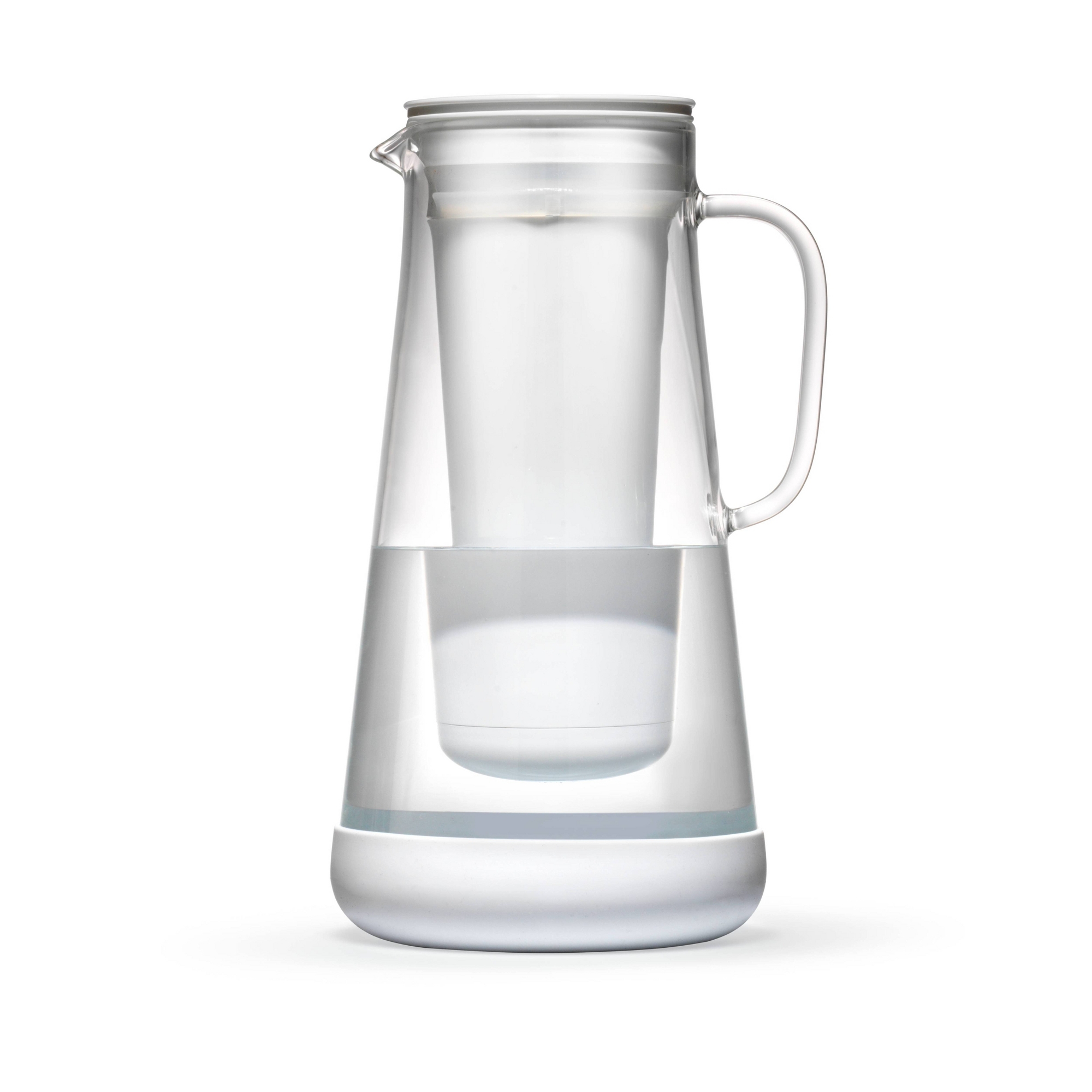 LifeStraw Home 7 Cup Glass Water Filter Pitcher with Silicone Base White