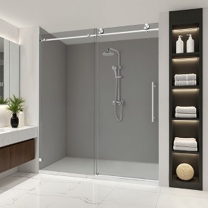Frameless Shower Door: Fixed and Sliding Panels, 70mm Stainless Pulleys, Soft-Close, Easy-Clean, Safe - 1 of 4