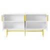Hostack 4-Door Sideboard Cabinet with Gold Metal Handles and Elegant Storage for Dining and Living Room, White - 4 of 4