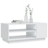 vidaXL Engineered Wood Rectangular Coffee Table - White Modern Side Table for Couch with Shelves - 3 of 4