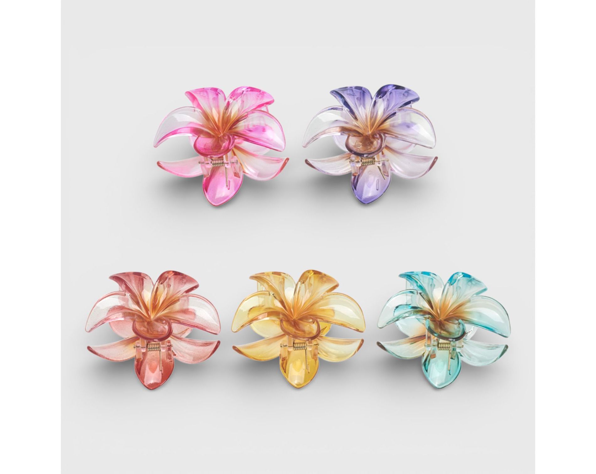 Hair Essentials 5pk Translucent Flower Claw Clips - Multicolored