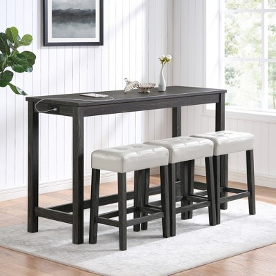 LOVMOR Farmhouse Counter Height Dining Table Set, Bar Table and Chairs Set for Living Room, Dining Room