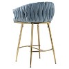 Hrinhom Set of 2 Bar Stools,Velvet Counter Height Bar Stools,Metal Golden Legs - 3 of 4