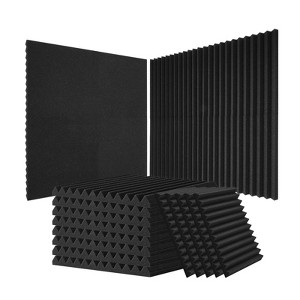 VEVOR Acoustic Foam Panels,80 Pack 12 x 12 x 1 inches, High Density Soundproof Wall Panels,Fire-Resistant Acoustic Panels,Sound Absorbing Panels,Black - 1 of 4