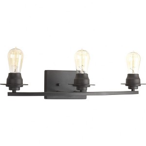 Progress Lighting Debut 3-Light Bath Vanity Fixture, Steel, Graphite, Clear Seeded Glass - 1 of 4