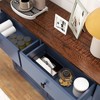 Okak Farmhouse Double Storage Cabinet with 4 Drawers, Free Standing Cabinet, Barn Door Style Laundry Sorter Cabinet for Kitchen - 3 of 4