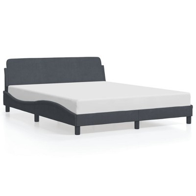 vidaXL Bed Frame with Headboard Dark Gray 59.8 in.x79.9 in. Queen Velvet