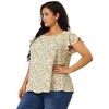 Agnes Orinda Women's Plus Size Floral Ruffle Short Sleeve Chiffon Round Neck Casual Summer Blouses - 4 of 4