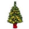 24" Mini Artificial Christmas Tree: 71 Branch Tips, 35 Warm White LEDs, Flame-Retardant PVC, Cement Base for Tabletop/Windowsill - 4 of 4