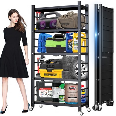 Musment 5-Tier Storage Shelving Unit, Foldable Storage Shelves Wire Shelving Unit