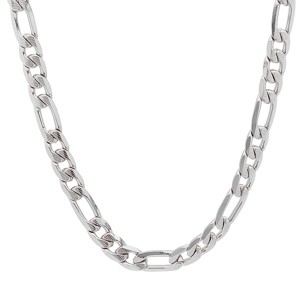 Steeltime Men's stainless steel accented 8mm figaro chain link necklace. Color Options: Silver, Gold - 1 of 4