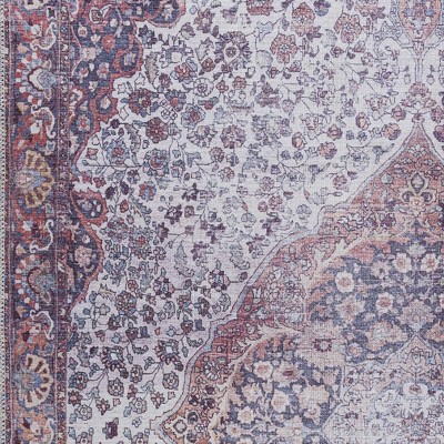 Hauteloom Red Cael Medallion Washable Area Rug
