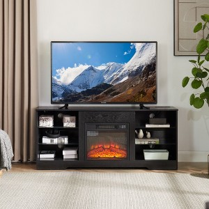 VYNXARIA Contemporary 2-in-1 Electric Fireplace TV Stand with Adjustable Glass Shelves - 1 of 4