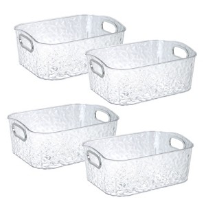 Trio Home 2 Pack Clear Storage Bins with Silver Handles, Container Bins for Organizing - Bathroom, Kitchen, Pantry, Closet, Vanity - 1 of 3