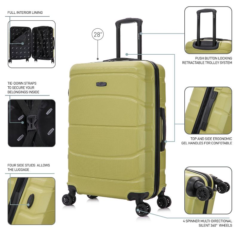 DUKAP Sense Lightweight Hardside Large Checked Spinner Suitcase - Green, 4 of 19