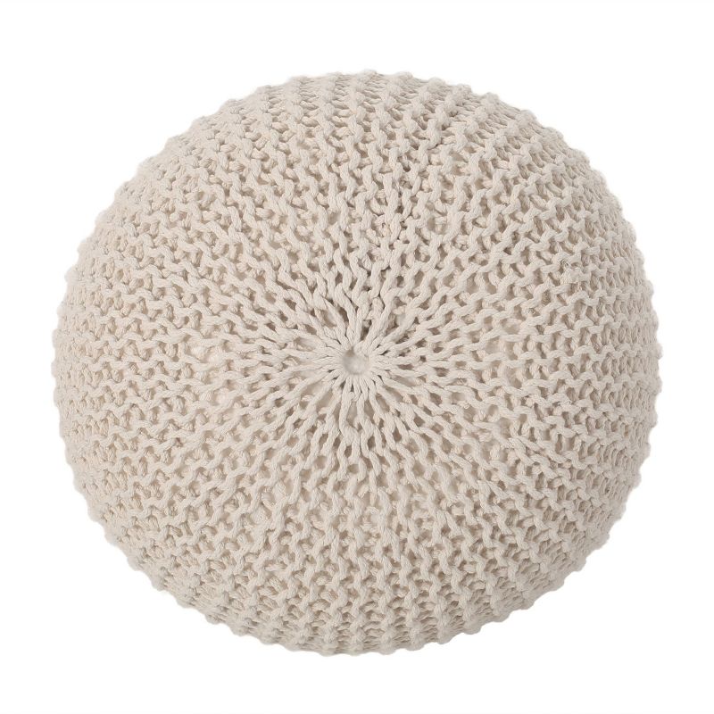 Abena Modern Knitted Cotton Round Pouf - Christopher Knight Home, 4 of 13