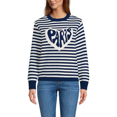 Lands' End Women's Drifter Jacquard Crew Neck Sweater