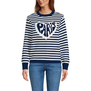 Lands' End Women's Drifter Jacquard Crew Neck Sweater - 1 of 4