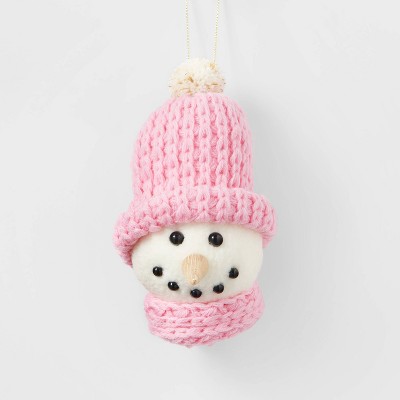 Knit Snowman Head Christmas Tree Ornament Dark Pink - Wondershop™