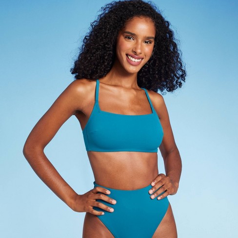 Women's Longline Ribbed Bikini Top - Shade & Shore™ Blue M