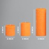 Assorted Pillar Candles Set of 3 ¨C Sizes 3", 4", 8" Unscented Dripless Large Candles, Rustic Style for Seasonal Decor, Events, Weddings ¨C Orange - 3 of 4