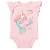 Disney Princess Ariel Cinderella Belle Baby Girls 4 Pack Snap Bodysuits Newborn to Infant - 3 of 4