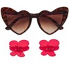 Willow & Ruby Kid's Fun Sunglasses with Hair Clip Set for Girls - Sunnies & Claws in Leopard Heart & Cherry Claws - 4 of 4