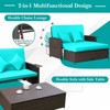 Tangkula Rattan Loveseat Set Daybed Lounge Storage Ottoman Side Tables Adjust Patio - 2 of 4