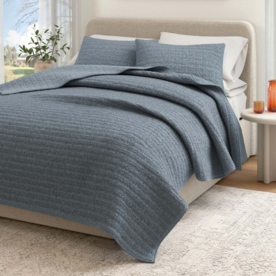 Reversible Honeycomb Waffle Garment Washed Cotton Quilt Set - Great Bay Home