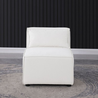 Single Couch Chair,Chenille Sofa Armless Chair,Modular Sofa Components,Comfy Chairs For Living Room,Bedroom, Apartment,Office-Cuddlewood
