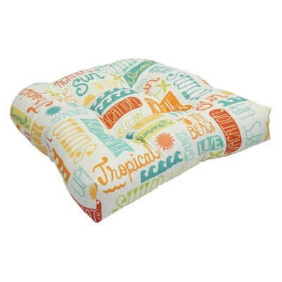 Blazing Needles, 19-inch U-Shaped Spun Polyester Outdoor Tufted Dining Chair Cushion