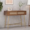 SKRAN Console Table with Sliding Doors - Rustic Glam Metal and Wood Entryway Furniture with Storage for Living Room or Hallway, Antique Gold - 2 of 4