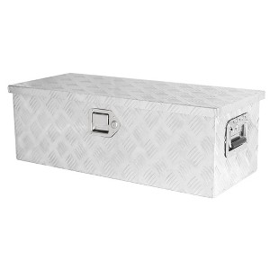 Trailer truck toolbox,RV storage toolbox,aluminum alloy,flat box with side handle lock key,silver,used for workshop storage - 1 of 4