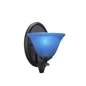 Toltec Lighting Zilo 1 - Light Sconce in  Matte Black with 7" Blue Italian Shade - 1 of 1