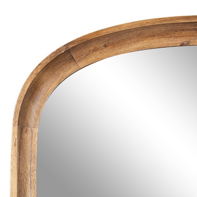 Rustic Brown Arched Wooden Bathroom Vanity Mirror, 24x36