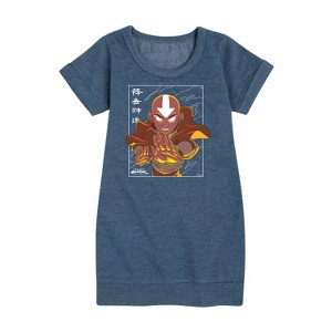 - Avatar: The Last Airbender - Avatar State Aang Graphic Short Sleeve Fleece Dress - 1 of 4