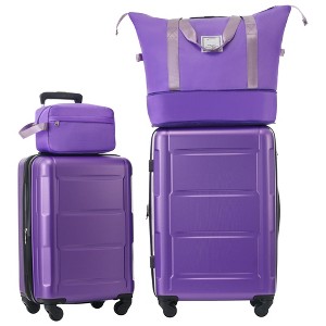 4 Piece 20"and 24" Luggage Set, ABS Lightweight Suitcase with Travel Duffel Bag, Toiletry Bag, Spinner Wheels,  TSA Lock--ModernLuxe - 1 of 4