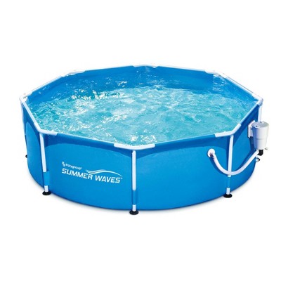 Summer Waves P2000830A Active 8ft x 30in Outdoor Round Frame Above Ground Swimming Pool Set with Filter Pump and Type D Filter Cartridge, Blue