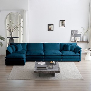 NicBex Couches for Living Room Comfort U-Shaped Couch Chenille Modular Large Sectional Sofa with Reversible Chaise and Double Extra Ottomans - 1 of 4