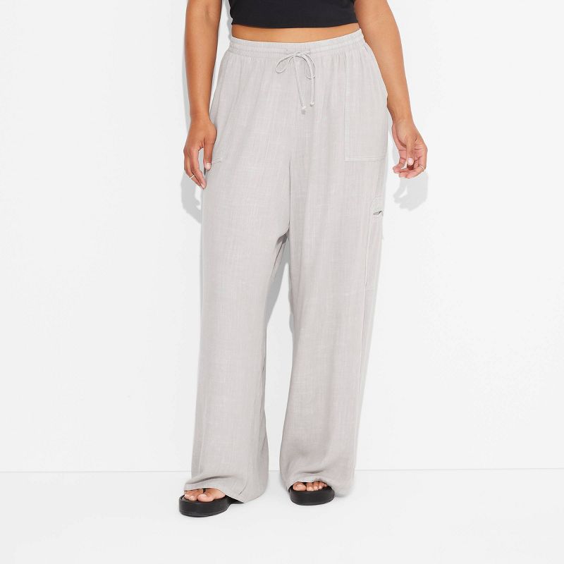 Women's Mid-Rise Wide Leg Vacation Cargo Pants - Wild Fable™, 3 of 7