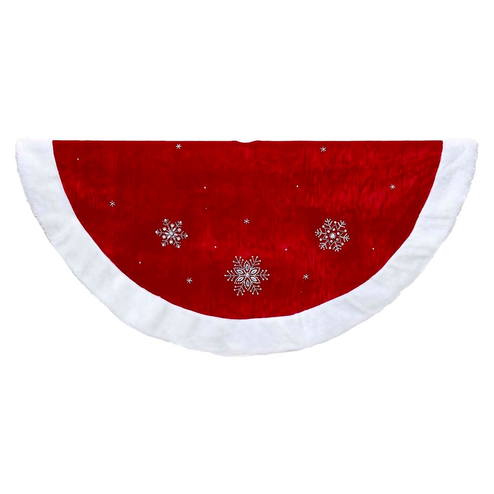 UPC 086131289835 product image for 48 Red Snowflakes with White Border Decorative Tree Skirt | upcitemdb.com