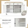 Kitchen Island Cart with Solid Wood Top, 4-Door Cabinet, 2 Drawers, Adjustable Shelves, Spice and Towel Rack, Mobile Storage Cart for Kitchen - 4 of 4