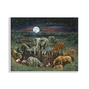 Stupell Industries Animal Pairs at Watering Hole Wall Plaque Art - 1 of 4