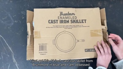 Bruntmor 12'' Blue Pre-seasoned Cast Iron Frying Pan - Black : Target